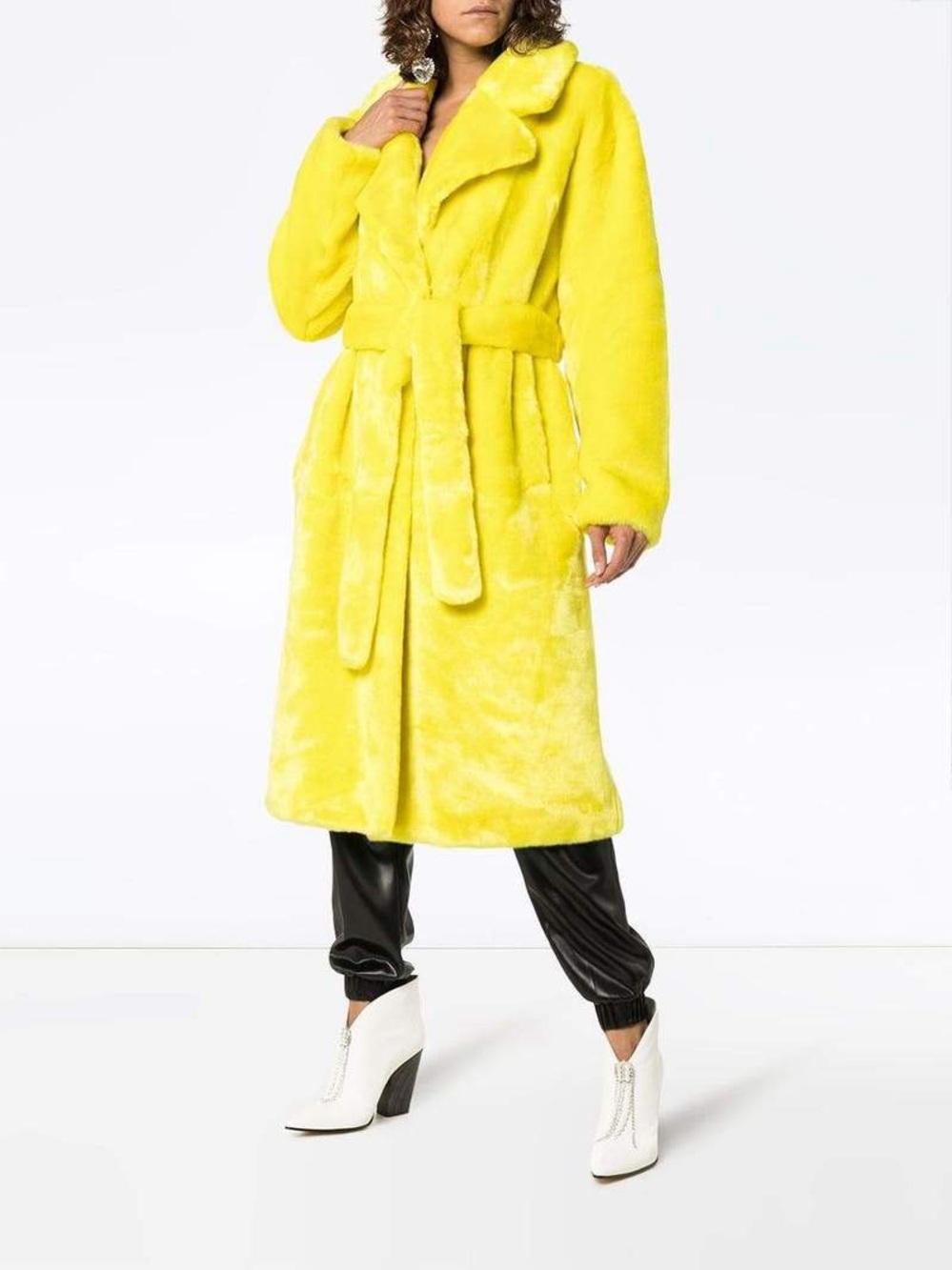 Tibi Neon Yellow Faux Fur Long Coat